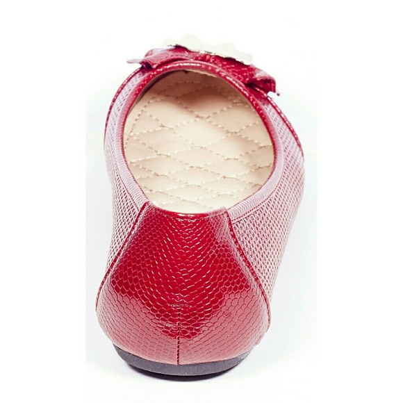 Women Ballet Flats with Bow, b-2045, Red - Picture 2 of 4